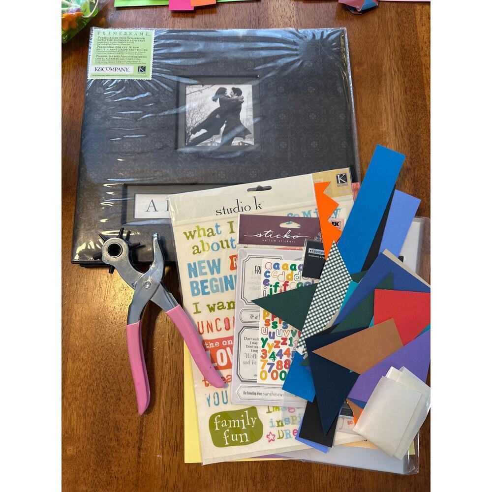 Scrapbooking Starter Kit Album Stickers Paper Punch | Studio K K&Company Lot